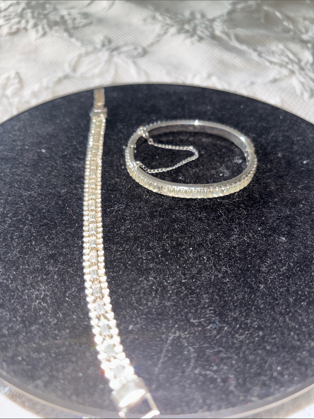 Sparkling Clear Crystal Tennis Bracelet Set - Silver Tone